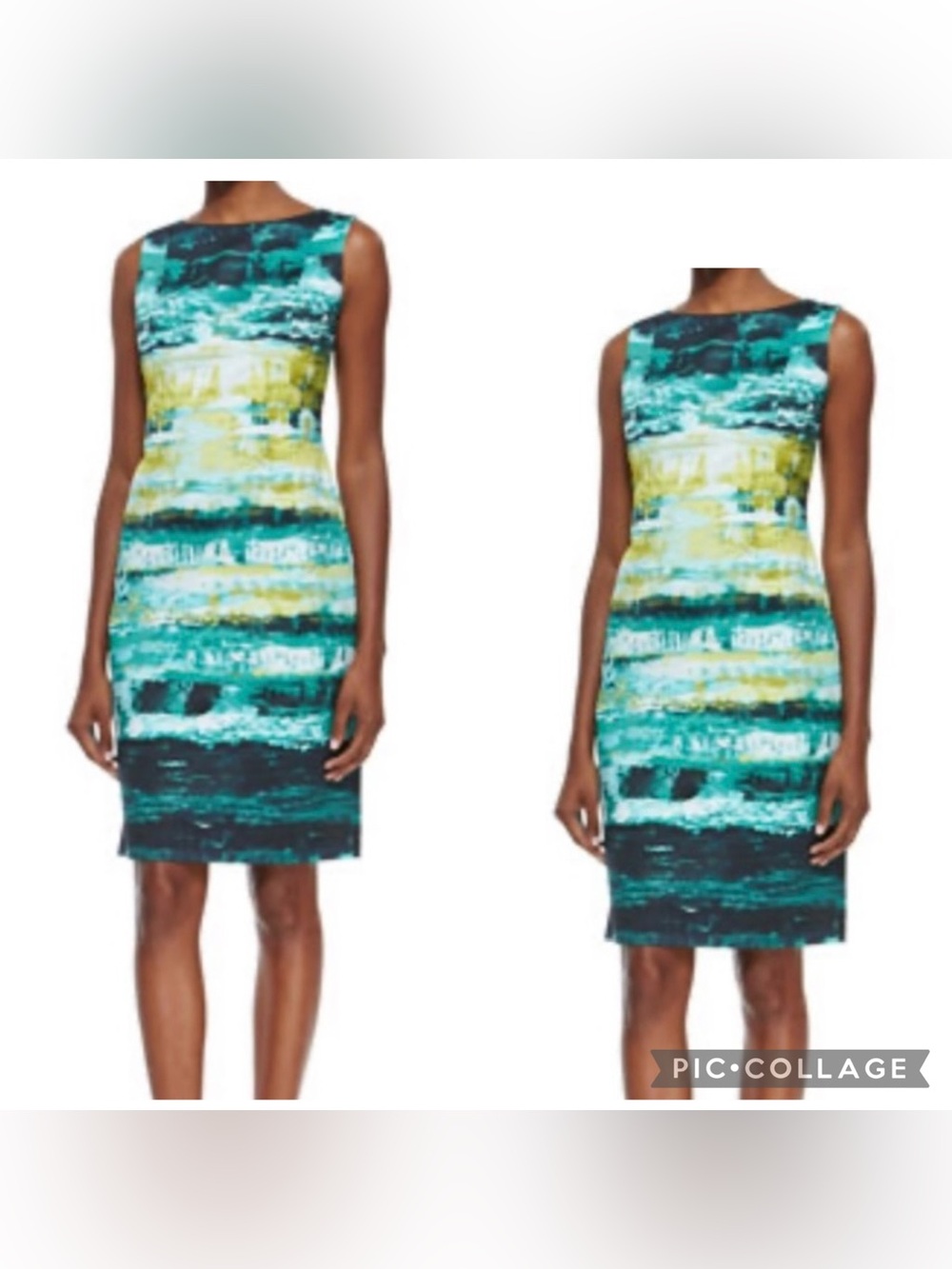 LAFAYETTE 148 NEW YORK Women’s Multi Green Abstract FAITH Sleeveless Dress Sz 10